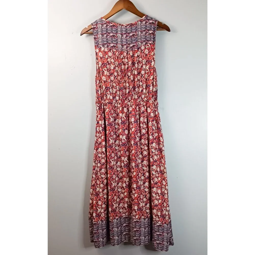 Lucky Brand Floral Dress Women's Size M Pink Midi Sleeveless Elastic Waist - Picture 6 of 8